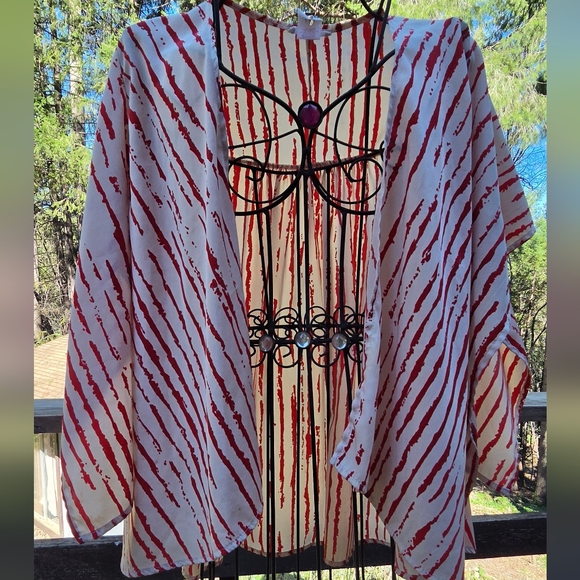 Jump White & Red Kimono Lightweight Jacket SzM - Picture 8 of 13